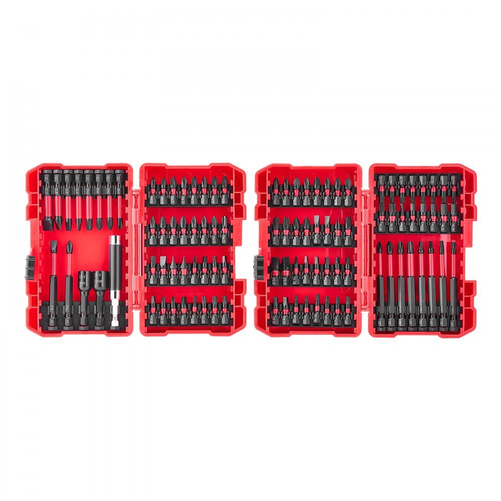 VEVOR Screwdriver Bit Set, 101-Piece, Magnetic Phillips, Pozidriv, Slotted, Square, Torx, Hex Bits, Hex Nut Sockets, Extension Rod with Storage Case, High-Strength S2 Alloy Steel, Blackened Finish