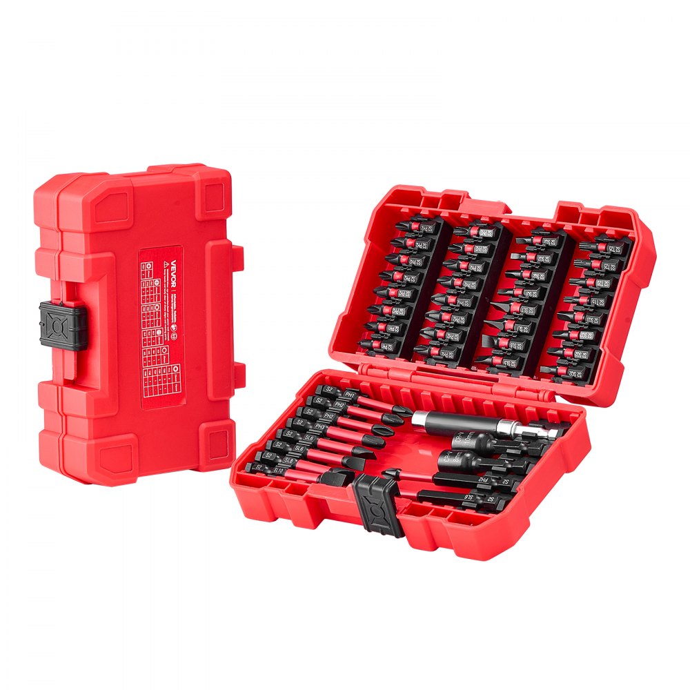 VEVOR Screwdriver Bit Set, 101-Piece, Magnetic Phillips, Pozidriv, Slotted, Square, Torx, Hex Bits, Hex Nut Sockets, Extension Rod with Storage Case, High-Strength S2 Alloy Steel, Blackened Finish