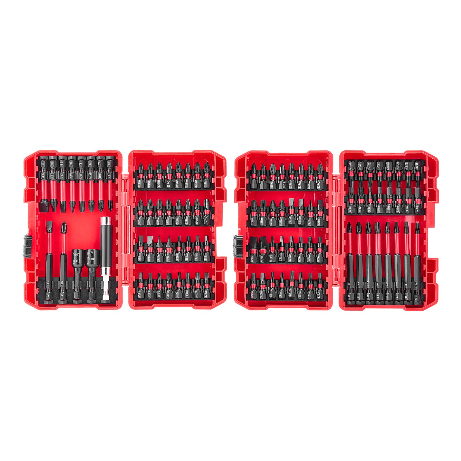 VEVOR Screwdriver Bit Set, 101-Piece, Magnetic Phillips, Pozidriv, Slotted, Square, Torx, Hex Bits, Hex Nut Sockets, Extension Rod with Storage Case, High-Strength S2 Alloy Steel, Blackened Finish