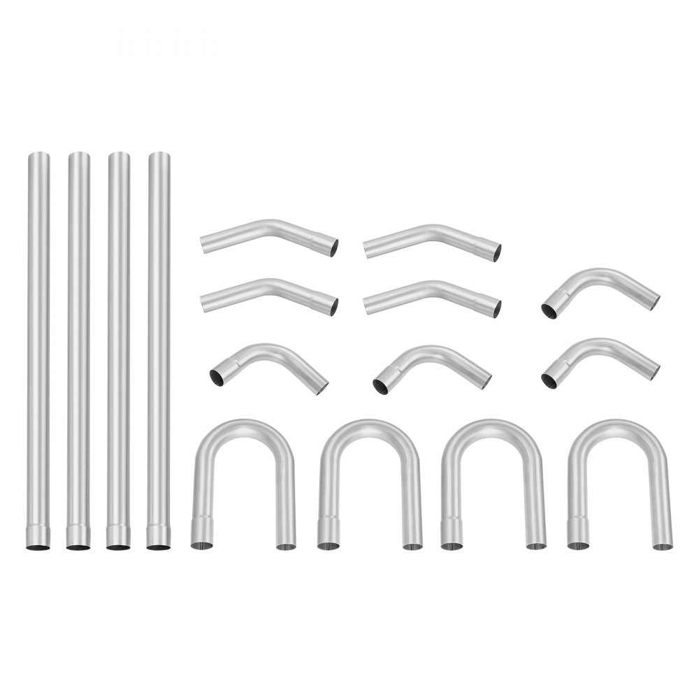 VEVOR Exhaust Kit, 16pcs, DIY Universal Galvanized Steel Exhaust Kit with Slip-Fit Joint & Large Exhaust Tube, Rust-Proof Exhaust Pipe for Exhaust System, Fit for Garage/Auto Repair Store/4S Store
