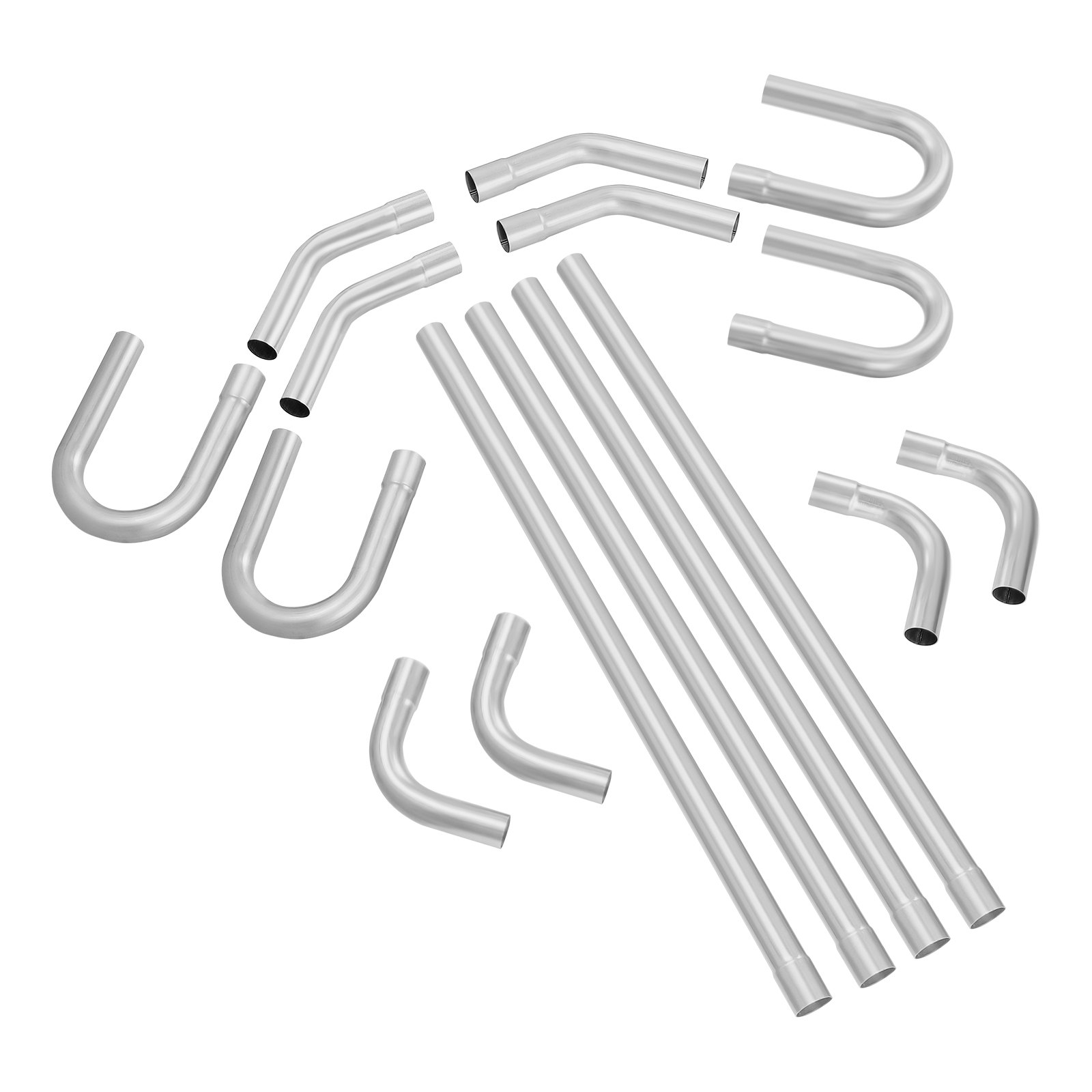 VEVOR Exhaust Kit, 16pcs, DIY Universal Galvanized Steel Exhaust Kit with Slip-Fit Joint & Large Exhaust Tube, Rust-Proof Exhaust Pipe for Exhaust System, Fit for Garage/Auto Repair Store/4S Store