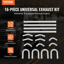 VEVOR DIY Universal Exhaust Kit 16 Pieces Exhaust Pipe Kit with Slip-Fit Joint