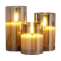 VEVOR Velas sin llama parpadeantes grises, juego de 3 velas LED sin llama a pilas con control remoto de 10 teclas y temporizador, cera real y luz parpadeante de color cálido para decoración de festivales, bodas, fiestas en el hogar