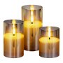 VEVOR Velas sin llama parpadeantes grises, juego de 3 velas LED sin llama a pilas con control remoto de 10 teclas y temporizador, cera real y luz parpadeante de color cálido para decoración de festivales, bodas, fiestas en el hogar
