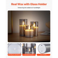 VEVOR Flameless LED Candles 3 Pack Battery Operated Candles with Remote Control