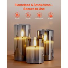 VEVOR Flameless LED Candles 3 Pack Battery Operated Candles with Remote Control