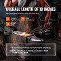 blacksmith using VEVOR blacksmith tongs with text: &quot;overall length of 18 inches, secure operation, heat resistance.&quot;
