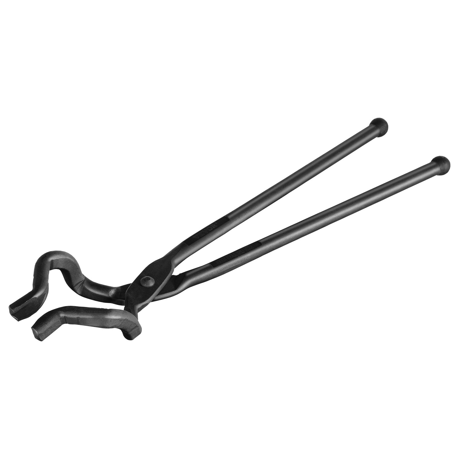 VEVOR blacksmith tongs with long handles and curved gripping ends, designed for metalworking tasks.