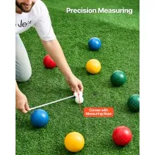 VEVOR Bocce Ball Set, 100 mm, with 8 Resin Balls, Pallino, Carrying Bag and Measuring Rope, Red/Green/Blue/Yellow 4 Colors, for 2 to 8 Players, Bocce Ball Game Set for Beach, Lawn, Family Backyard