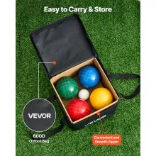 VEVOR Bocce Ball Set, 100 mm, with 8 Resin Balls, Pallino, Carrying Bag and Measuring Rope, Red/Green/Blue/Yellow 4 Colors, for 2 to 8 Players, Bocce Ball Game Set for Beach, Lawn, Family Backyard