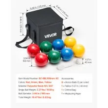 VEVOR Bocce Ball Set, 100 mm, with 8 Resin Balls, Pallino, Carrying Bag and Measuring Rope, Red/Green/Blue/Yellow 4 Colors, for 2 to 8 Players, Bocce Ball Game Set for Beach, Lawn, Family Backyard