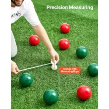 VEVOR Bocce Ball Set, 107 mm, with 8 Resin Balls, Pallino, Carrying Bag and Measuring Rope, Red and Green 2 Colors, for 2 to 8 Players, Bocce Ball Game Set for Beach, Lawn, Family Backyard, Outdoor