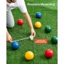 VEVOR Bocce Ball Set, 107 mm, with 8 Resin Balls, Pallino, Carrying Bag and Measuring Rope, Red/Green/Blue/Yellow 4 Colors, for 2 to 8 Players, Bocce Ball Game Set for Beach, Lawn, Family Backyard