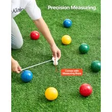 VEVOR Bocce Ball Set, 90 mm, with 8 Resin Balls, Pallino, Carrying Bag and Measuring Rope, Red/Green/Blue/Yellow 4 Colors, for 2 to 8 Players, Bocce Ball Game Set for Beach, Lawn, Family Backyard