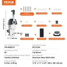 VEVOR Boat Throttle Control, 704-48205-P1 Top-Mounted Outboard Remote Control Box for Yamaha 4-Stroke, Marine Throttle Control Box with Power Trim Switch and 4.6 ft Harness with 5 Pin Connector