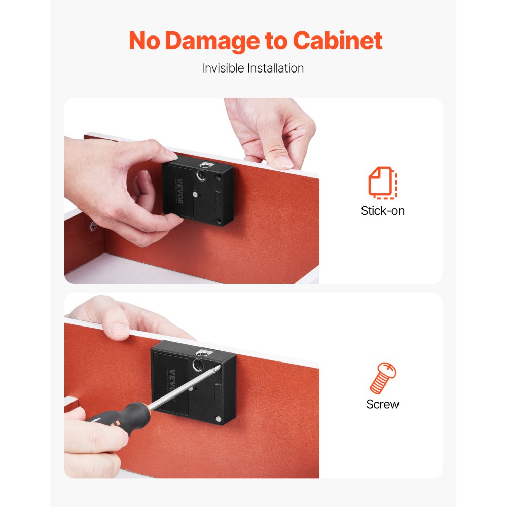 VEVOR Electronic Cabinet Lock, 4-in-1, Smart Cabinet Lock with 3*AAA Accumulator, Easy-to-install Hidden Cabinet Lock with APP Smart Management, Fits for Various Wooden Cabinets