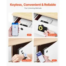 VEVOR Electronic Cabinet Lock, 4-in-1, Smart Cabinet Lock with 3*AAA Accumulator, Easy-to-install Hidden Cabinet Lock with APP Smart Management, Fits for Various Wooden Cabinets