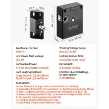 VEVOR Electronic Cabinet Lock, 4-in-1, Smart Cabinet Lock with 3*AAA Accumulator, Easy-to-install Hidden Cabinet Lock with APP Smart Management, Fits for Various Wooden Cabinets