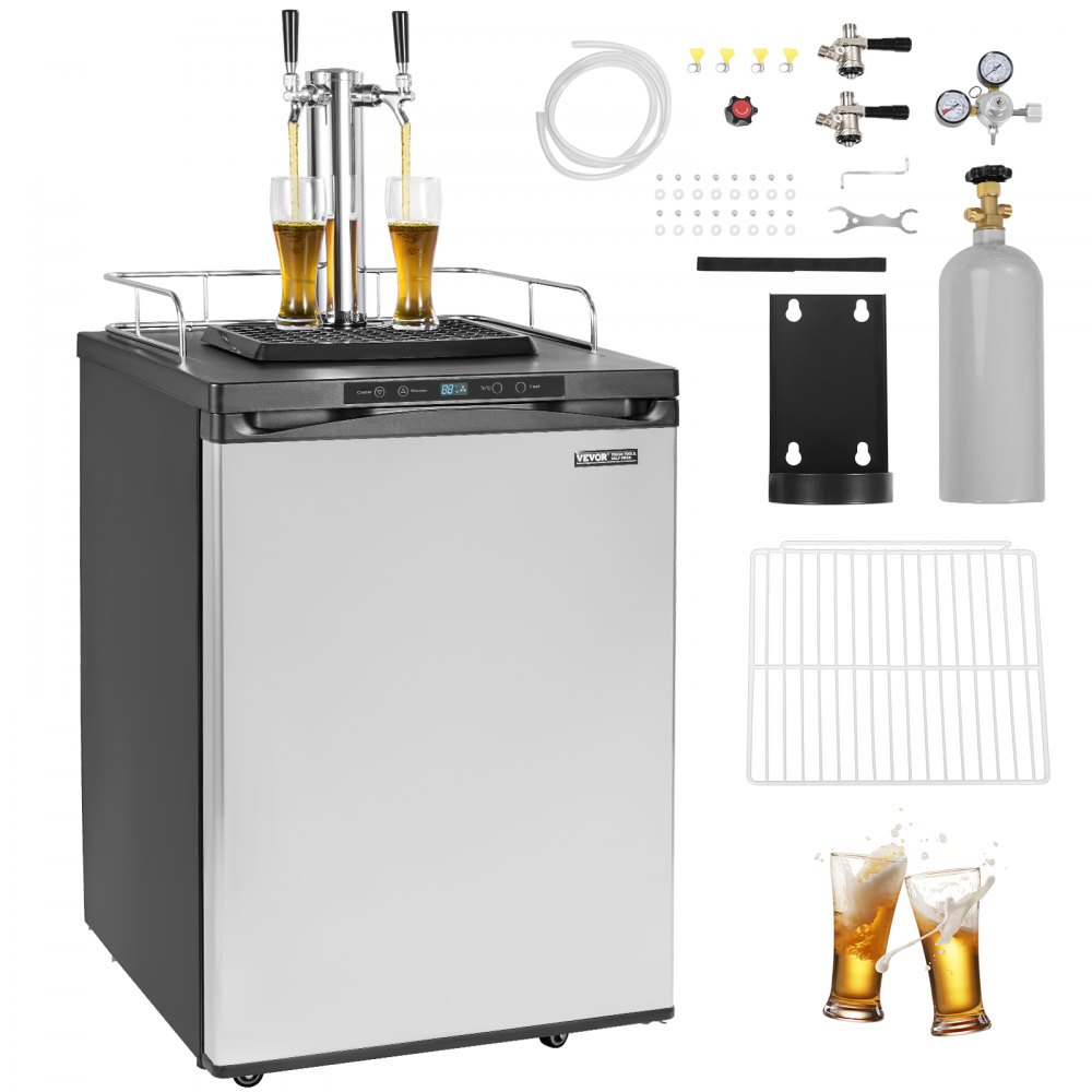 Distributeur de bière pression VEVOR Kegerator Réfrigérateur à fût pleine taille à double robinet