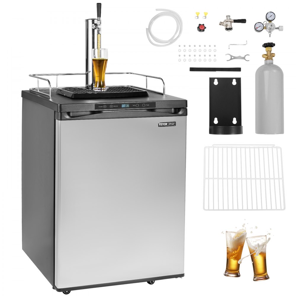 VEVOR Beer Kegerator Draft Beer Dispenser Full Size Keg Refrigerator Single Tap