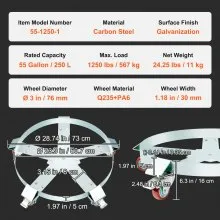 VEVOR 208.2 L Heavy Duty Drum Dolly, 567 kg Load Capacity, Barrel Dolly Cart Drum Caddy, Non Tipping Hand Truck Capacity Dollies with Steel Frame 5 Swivel Casters Wheel, for Warehouse Drum Handling