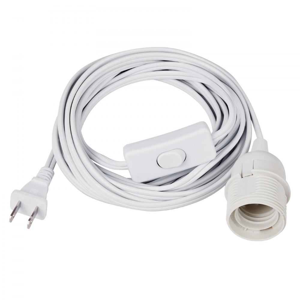 VEVOR Plug in Hanging Light Cord Kit, 16ft Lantern Extension Cords, 2 Pack E26 Light Socket Lamp Cord Replacement, Secure & Sturdy, Easy to Install, Pendant Lamp Kit On/Off Switch & Socket Rings