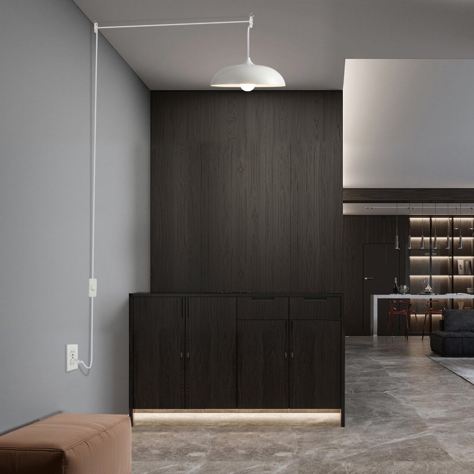 VEVOR Plug in Hanging Light Cord Kit, 16ft Lantern Extension Cords, 2 Pack E26 Light Socket Lamp Cord Replacement, Secure & Sturdy, Easy to Install, Pendant Lamp Kit On/Off Switch & Socket Rings