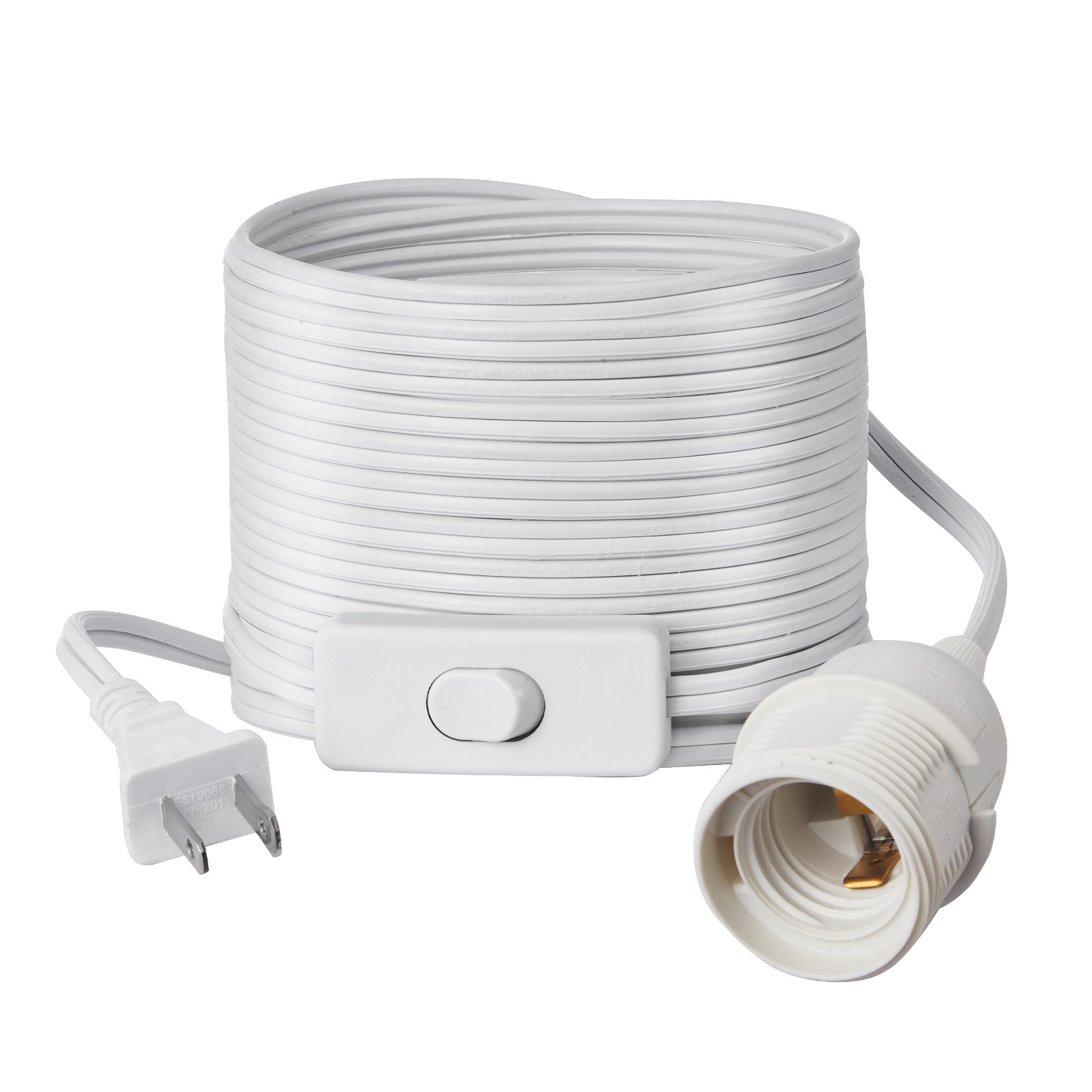 VEVOR Plug in Hanging Light Cord Kit, 16ft Lantern Extension Cords, 2 Pack E26 Light Socket Lamp Cord Replacement, Secure & Sturdy, Easy to Install, Pendant Lamp Kit On/Off Switch & Socket Rings