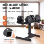 VEVOR dumbbell stand made of high-quality carbon steel, supports over 300 lbs, 2.5 mm footstand thickness.