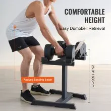 VEVOR Adjustable Dumbbell Stand, Home Fitness Rack and Stand with Media Rack, Safe and Convenient Dumbbell Weight Holder, Compact Dumbbell Storage Rack Perfect for Home Gym Strength Training