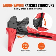 VEVOR Crimping Tool, AWG22-10 Heat Shrink/Nylon/Insulated Terminal Crimper, Labor-Saving Ratcheting Wire Crimp Pliers with a Pair Of Gloves, a Wire Stripping Pliers, and 210pcs Heat Shrink Tubes