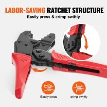 VEVOR Ratcheting Crimping Tool Set For Insulated Electrical Connectors AWG22-10 with Wire Stripper and 210pcs Heat Shrink Tubes Labor-Saving Ratcheting Wire Crimp Pliers