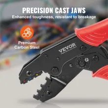 VEVOR Ratcheting Crimping Tool Set For Insulated Electrical Connectors AWG22-10 with Wire Stripper and 210pcs Heat Shrink Tubes Labor-Saving Ratcheting Wire Crimp Pliers