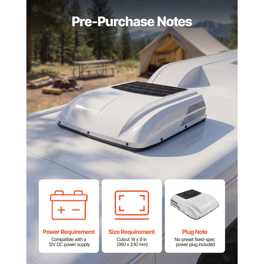 VEVOR Truck Air Conditioner, 12V 10000 BTU RV Rooftop AC Unit, 350 m³/h Airflow Cab Air Conditioner with Copper Evaporator, Quiet A/C Unit Fast Cooling for Semi Truck Trailer Motorhome Tractor Caravan