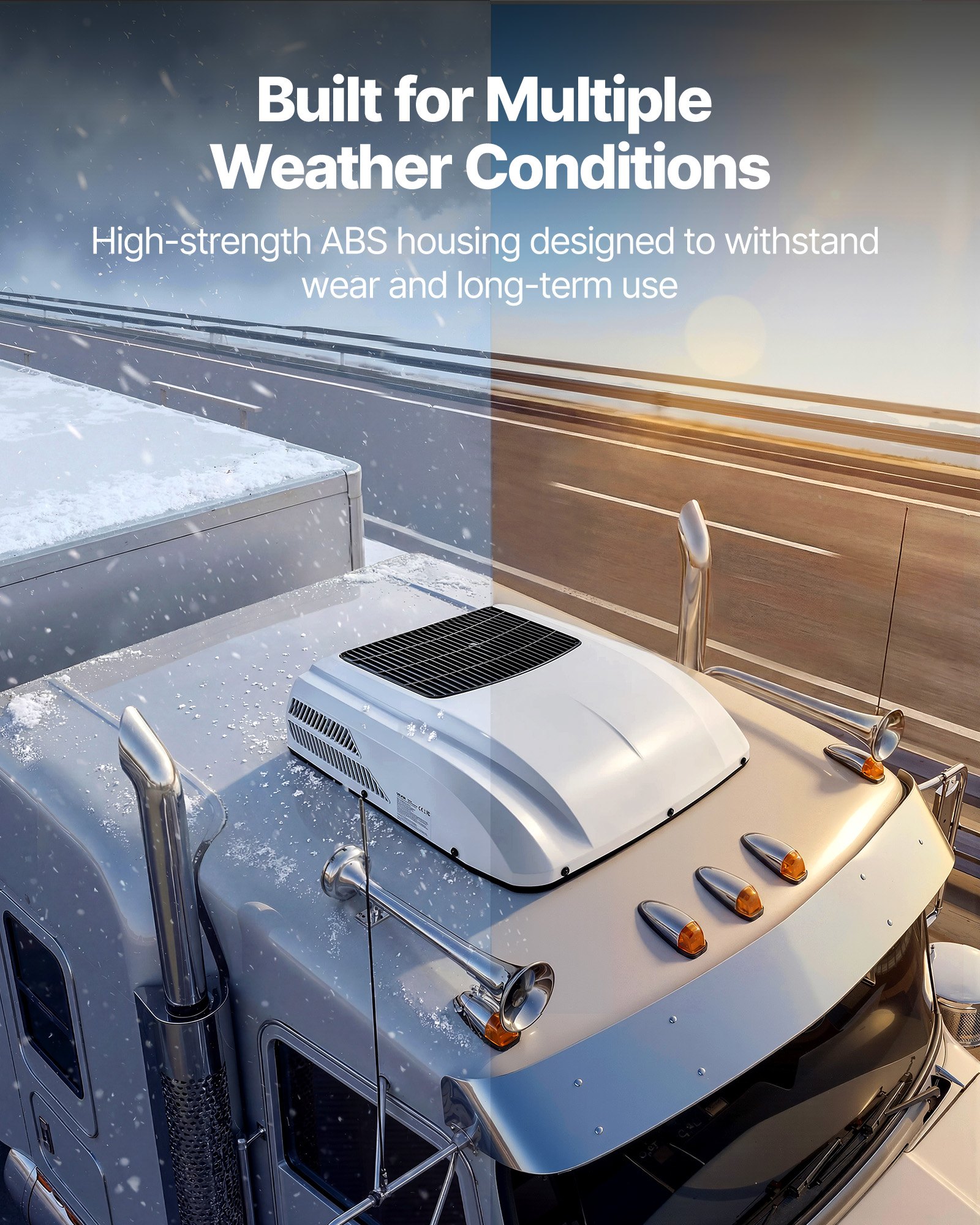 VEVOR Truck Air Conditioner, 12V 10000 BTU RV Rooftop AC Unit, 350 m³/h Airflow Cab Air Conditioner with Copper Evaporator, Quiet A/C Unit Fast Cooling for Semi Truck Trailer Motorhome Tractor Caravan