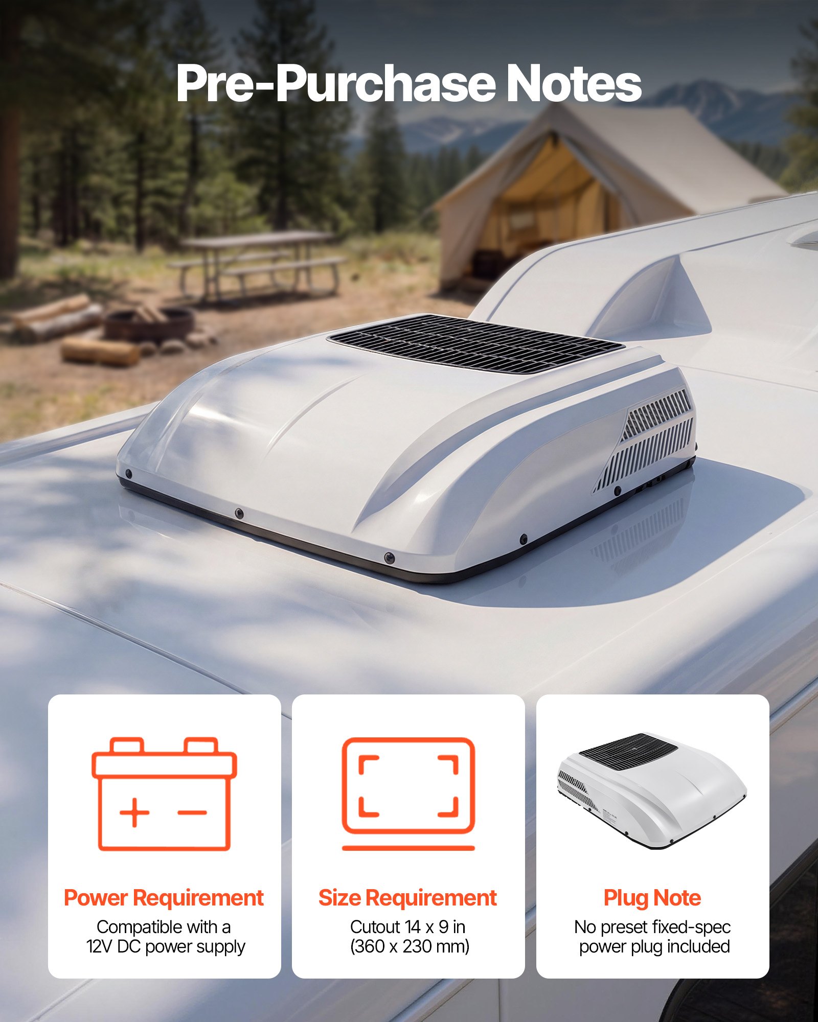 VEVOR Truck Air Conditioner, 12V 10000 BTU RV Rooftop AC Unit, 350 m³/h Airflow Cab Air Conditioner with Copper Evaporator, Quiet A/C Unit Fast Cooling for Semi Truck Trailer Motorhome Tractor Caravan