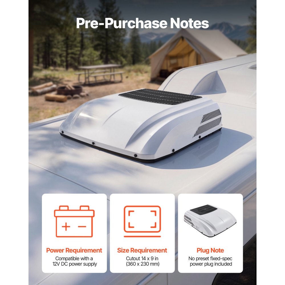 VEVOR Truck Air Conditioner, 12V 10000 BTU RV Rooftop AC Unit, 350 m³/h Airflow, Cooling & Heating 2 in 1 Function Cab Air Conditioner, Quiet A/C Unit for Semi Truck Trailer Motorhome Tractor Caravan