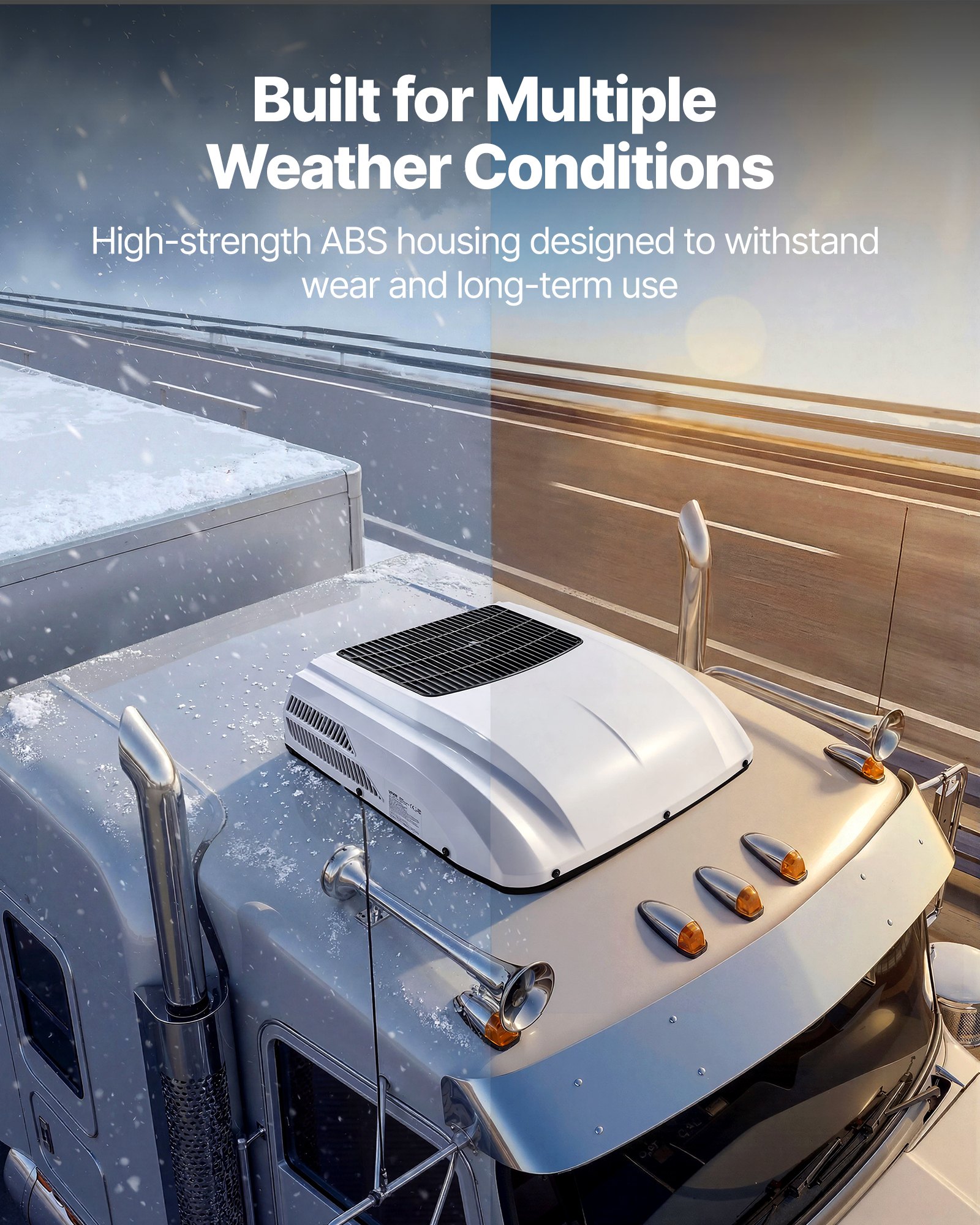 VEVOR Truck Air Conditioner, 12V 10000 BTU RV Rooftop AC Unit, 350 m³/h Airflow, Cooling & Heating 2 in 1 Function Cab Air Conditioner, Quiet A/C Unit for Semi Truck Trailer Motorhome Tractor Caravan