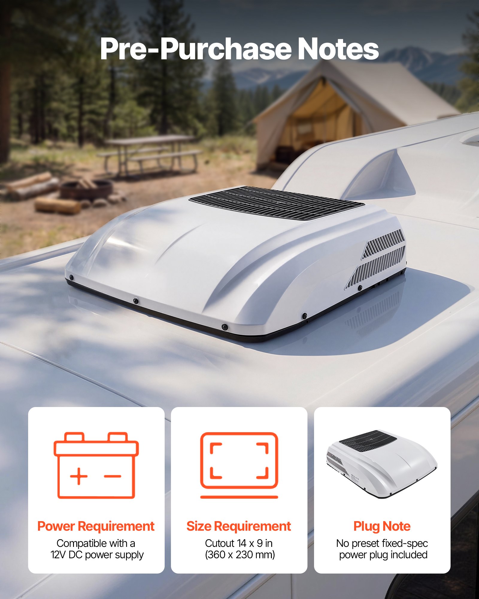 VEVOR Truck Air Conditioner, 12V 10000 BTU RV Rooftop AC Unit, 350 m³/h Airflow, Cooling & Heating 2 in 1 Function Cab Air Conditioner, Quiet A/C Unit for Semi Truck Trailer Motorhome Tractor Caravan