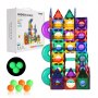 VEVOR Magnetic Tiles Marble Run, 111 Piece, Magnetic STEM Construction Race Track Tile Game Kit, Children Brain Development Learning Educational Toys, for Toddlers Kids Boys Girls Ages 3+ Years Old