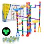 VEVOR Marble Run Set, 150 Piece Marble Maze Building Block Brain Game, with 10 Glow in the Dark Marbles + 40 Glass Marbles, Educational Learning Race Track STEM Toys, for Kids, Boys, Girls Ages 3 +