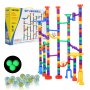 VEVOR Marble Run Set, 150 Piece Marble Maze Building Block Brain Game, with 10 Glow in the Dark Marbles + 40 Glass Marbles, Educational Learning Race Track STEM Toys, for Kids, Boys, Girls Ages 3 +