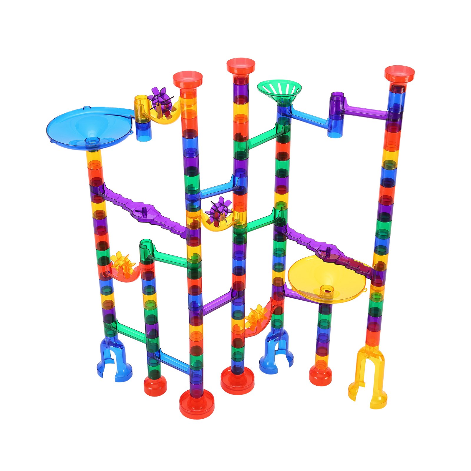 VEVOR Marble Run Set, 145 Piece Marble Maze Building Block Brain Game, with 5 Glow in the Dark Marbles + 40 Glass Marbles, Educational Learning Race Track STEM Toys, for Kids, Boys, Girls Ages 3 +
