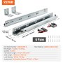 VEVOR 6 Pairs of 457.2mm Drawer Bottom Side Mount Rails, Heavy Duty Full Ball Bearing Extension Steel Track, Soft-Close Noiseless Guide Glides Cabinet Kitchen Runners with Locking Mechanism, 100 Lbs