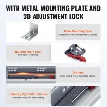 VEVOR 6 Pairs of 457.2mm Drawer Bottom Side Mount Rails, Heavy Duty Full Ball Bearing Extension Steel Track, Soft-Close Noiseless Guide Glides Cabinet Kitchen Runners with Locking Mechanism, 100 Lbs