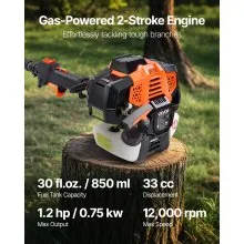Gas Pole Saw 33CC 2-Stroke Extendable Cordless Tree Trimmer 8 in Cutting Bar