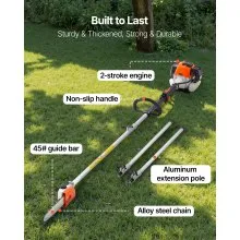 Gas Pole Saw 33CC 2-Stroke Extendable Cordless Tree Trimmer 8 in Cutting Bar