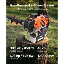 Gas Pole Saw 43CC 2-Stroke Extendable Cordless Tree Trimmer 10 in Cutting Bar