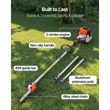 Gas Pole Saw 43CC 2-Stroke Extendable Cordless Tree Trimmer 10 in Cutting Bar