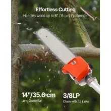 Gas Pole Saw 52CC 2-Stroke Extendable Cordless Tree Trimmer 14in Cutting Bar